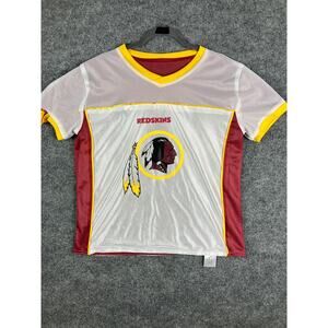 NFL Washington Jersey Mens Size M White Red Yellow Mesh V-Neck Team Fan Apparel